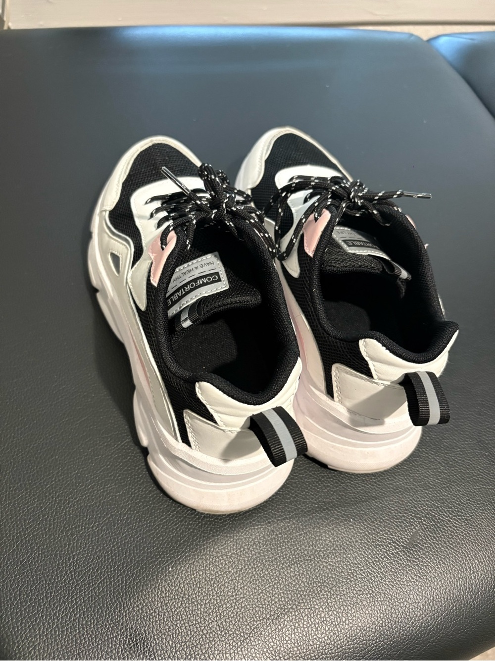 Kids Black and Pink Chunky Athletic Sneakers